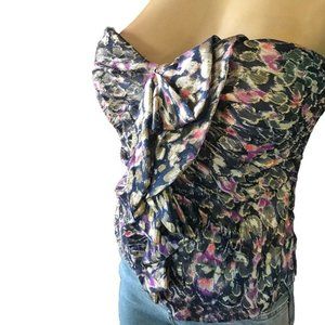 Elie Tahari Nia Metallic Jacquard Ruffle Bustier